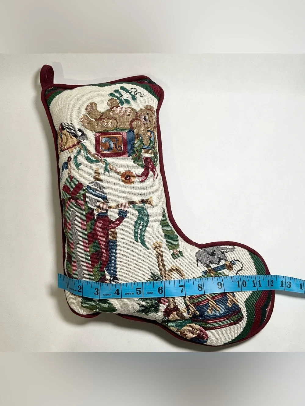 Vtg Needlepoint Christmas Stocking Accent Pillow Stuffed